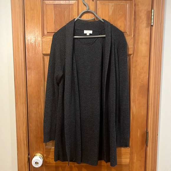 Loft outlet women’s dark gray open cardigan sweater size large . - Picture 1 of 6